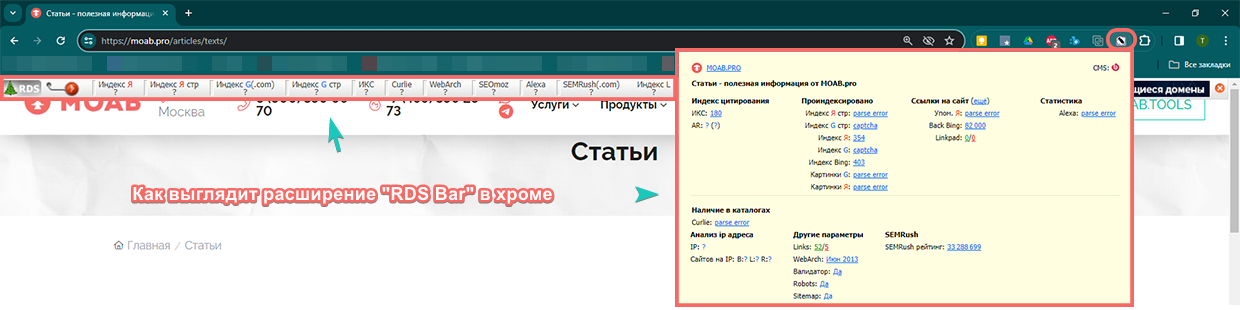 Браузерное расширение RDS Bar Браузерное расширение RDS Bar